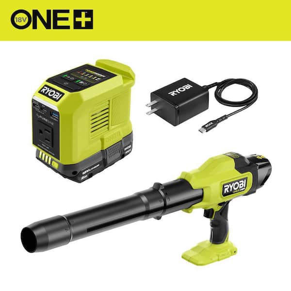 18V ONE+ 200-Watt Portable Battery Inverter Power Source & 18V 220 CFM Compact Leaf Blower with 2. 0Ah Battery & Charger