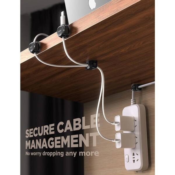 Convenient Cable Clips – Sticky, Compact Cable Holders For Cord Organization – Cord Keepers With 3M Strong Adhesive Backing For Organizing Power Cables, Phone Chargers, USB Cables & More – 6 Pack