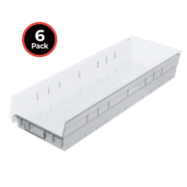 Akro-Mils Plastic Nestable Storage Shelf Bins/ Totes, 18 in. D x 6