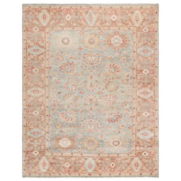 Oushak 8 ft. x 10 ft. Gray/Rust Floral Area Rug
