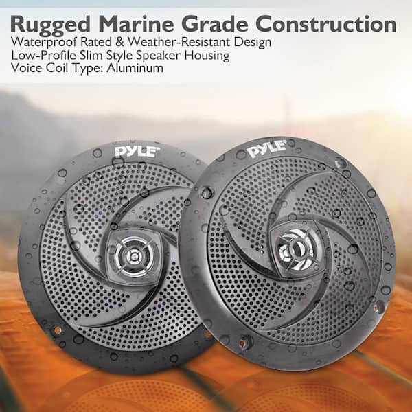 Pyle 6.5-Inch Waterproof-Rated Full Range 600W 2-Way Dual Marine Boat Speakers 
