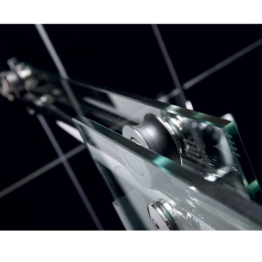 Enigma-X Polished Stainless Steel Frameless Sliding Shower Enclosure with Clear Glass