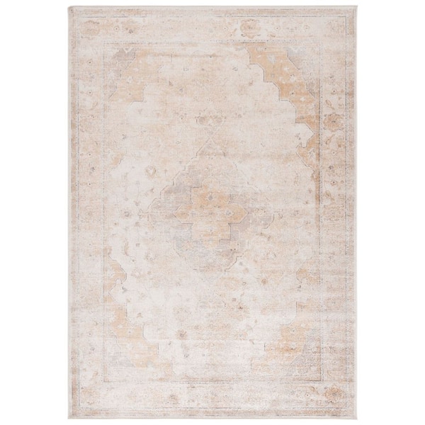Atlas 5 ft. x 8 ft. Ivory/Beige Distressed Vintage Medallion Area Rug