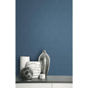 Grasscloth Effect Medium Bleu Paper Non-Pasted Strippable Wallpaper Roll (Cover 60.75 sq. ft.)
