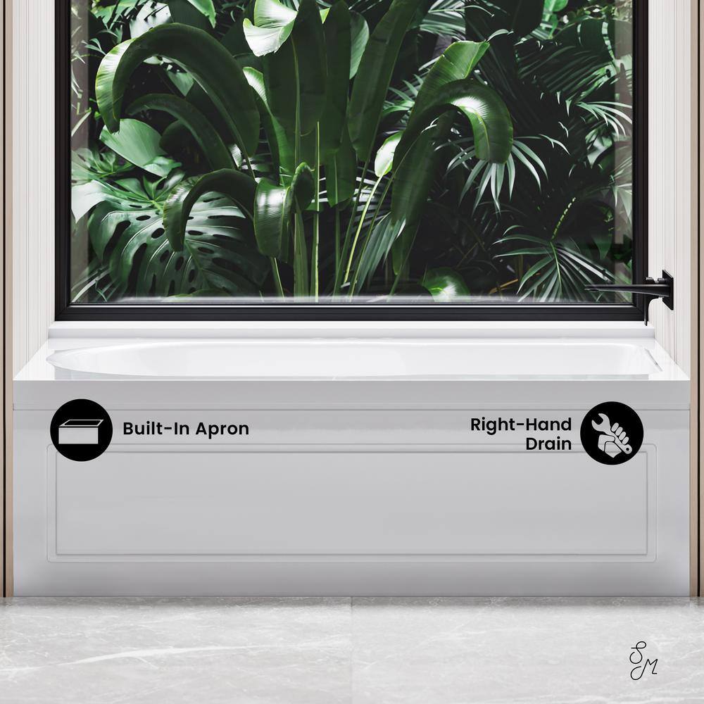 Concorde 60" Glossy White Acrylic Alcove Bathtub with Apron
