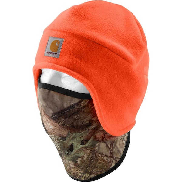 Carhartt Men's OFA Hunter Orange/Break-up Country Polyester Fleece 2 in 1 Headwear