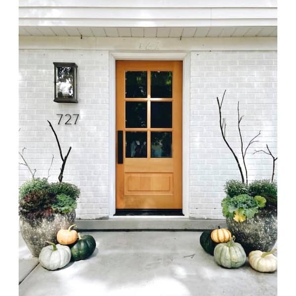 50 in. x 80 in. Farmhouse 3/4 Lite Clear Glass Provincial Stain Right-Hand/Inswing Hemlock Prehung Front Door w/LSL