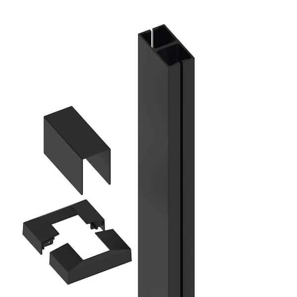Barrette Outdoor Living 4.81 in. x 5.25 in. x 3.3 ft. Elevation Aluminum Matte Black Line Post for Cable Railing System