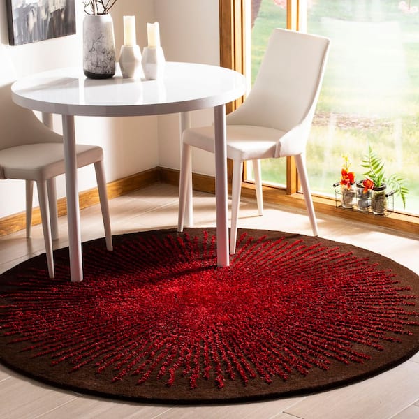 Soho 6 ft. x 6 ft. Brown/Red Abstract Round Rug