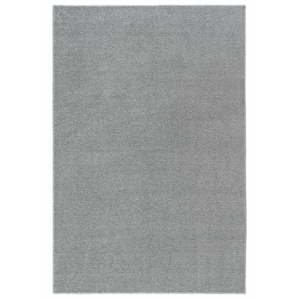 Palmer Plush 4 ft. x 6 ft. Silver Washable Non Slip Solid Color Area Rug