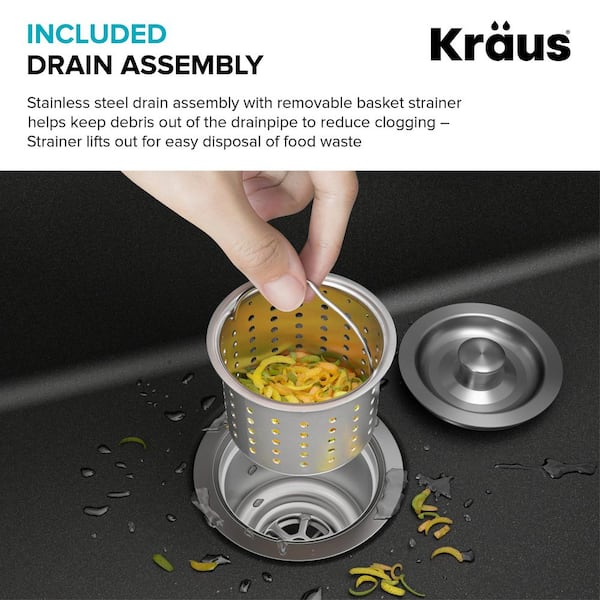Kraus Kraus Kitchen Sink Strainer 3.5-in Stainless Steel Rust Resistant Strainer with Basket Included Kraus Kraus Kitchen Sink Strainer 3.5-in Stainless Steel Rust Resistant Strainer with Basket Included