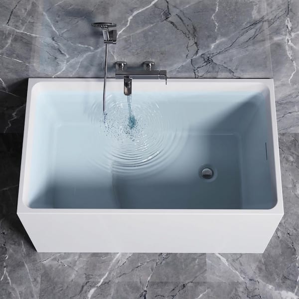 47 in. x 28 in. Acrylic Japanese Soaking Bathtub Spacious Rectangular Shape with Right Drain in White