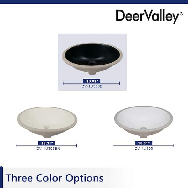 DEERVALLEY Symmetry 18.31 in . Oval Undermount Bathroom Sink