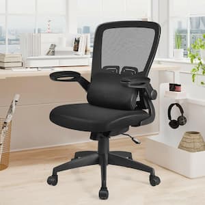 Black Adjustable Professional Executive Office Swivel Chair Flip Up Armrest Chair with Black Pillow