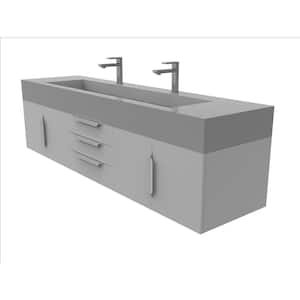 Nile 72 in. W x 19 in. D x 20 in. H Single Bath Vanity in Matte Gray with Chrome Trim and Gray Solid Surface Top