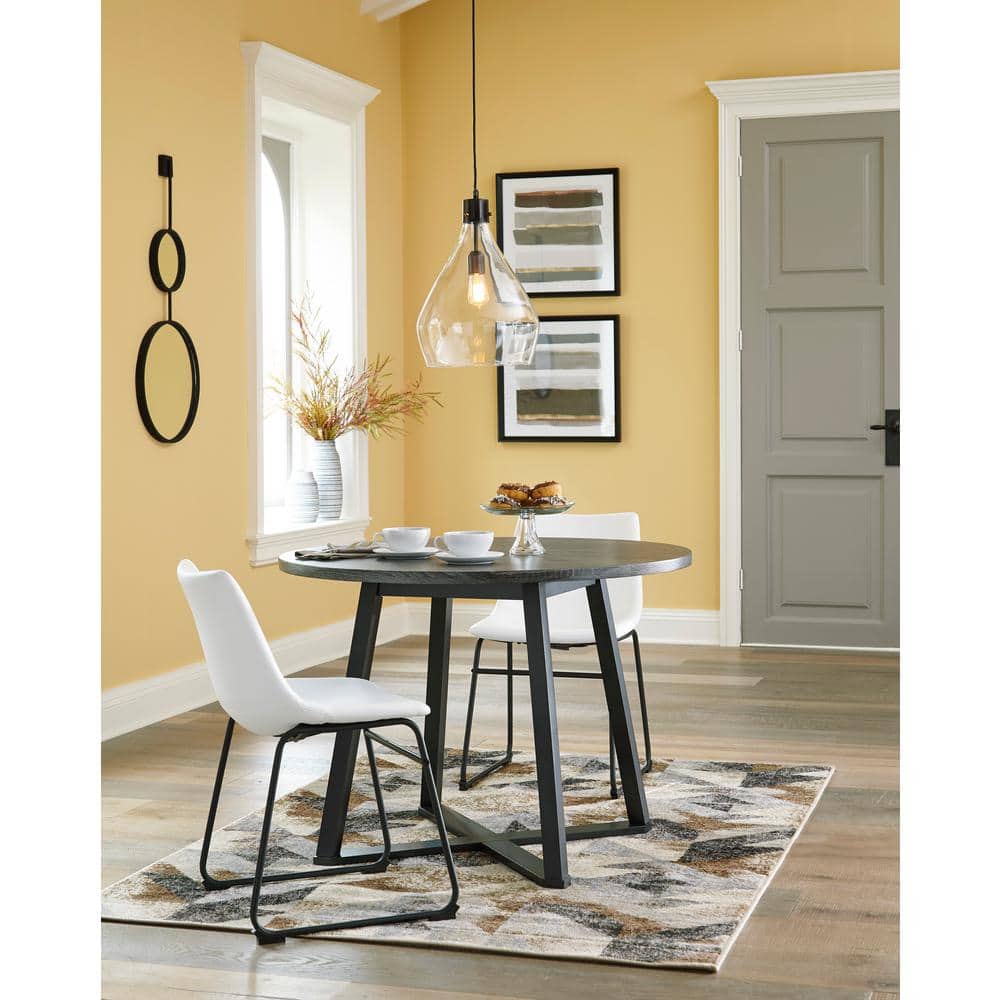 Centiar 42" Contemporary Industrial Black/Gray Round Dining Table