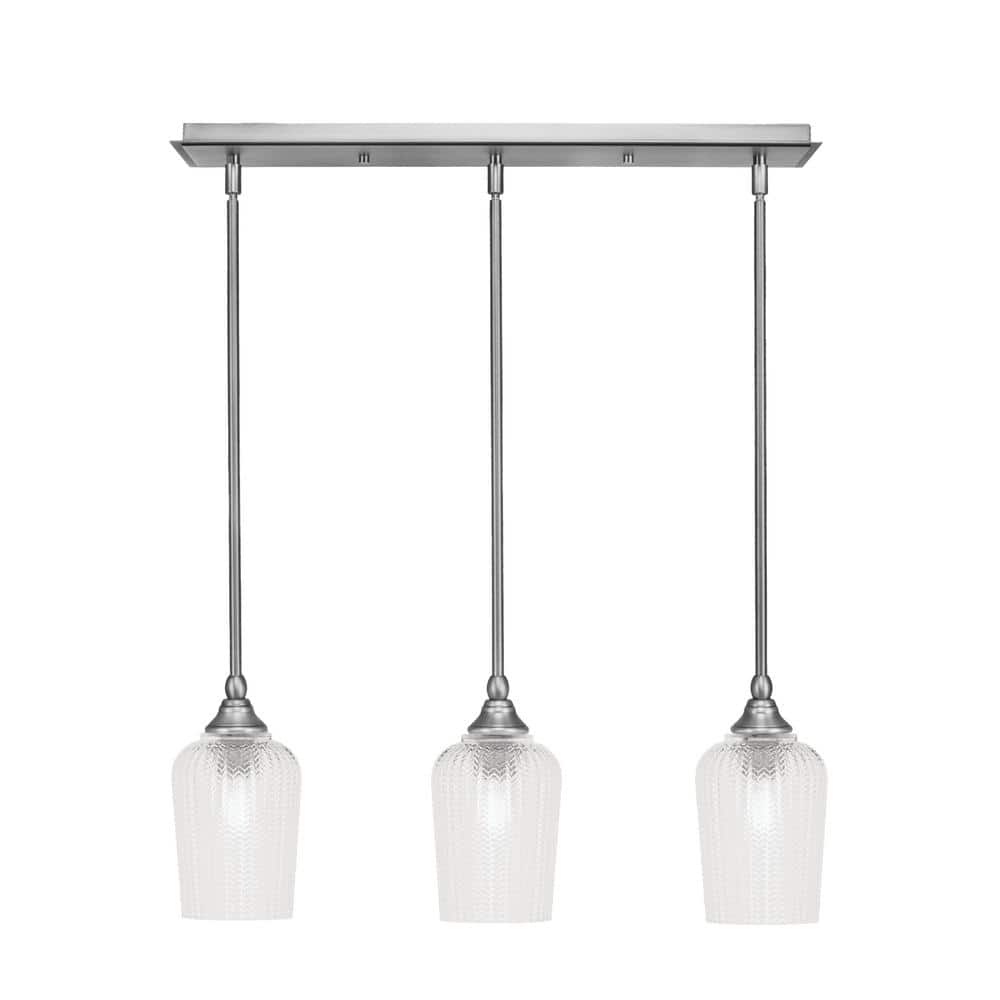 Livingston 100-Watt 3-Light Nickel Shaded Pendant Light with 5 Clear Gla