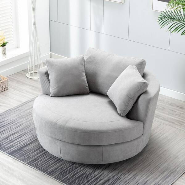 Kinwell Smoky Grey Elegant Round Swivel, Circle Living Room Chairs