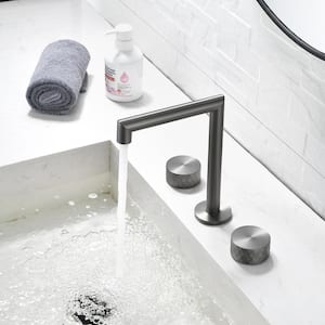 2 Handles 8 in. Widespread High Arc Bathroom Faucet with Hot/Cold Indicators in Gunmetal Gray