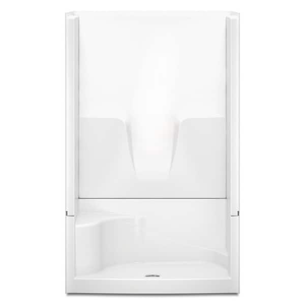 Aquatic Remodeline 48 in. x 34 in. x 76 in. 4-Piece Shower Stall with Left Seat and Center Drain in White
