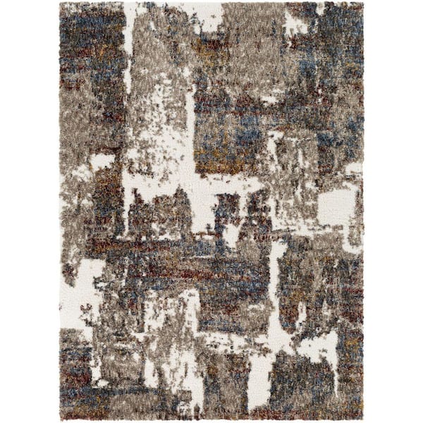 Celestial Shag Burgandy Modern Abstract 5 ft. x 7 ft. Area Rug