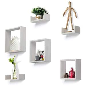 12 in. x 12 in. x 3.5 in. Rustic White Wood Decorative Cubby Wall Shelves