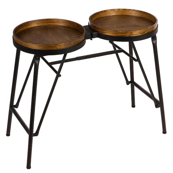Evergreen Wood and Metal Outdoor Side Table