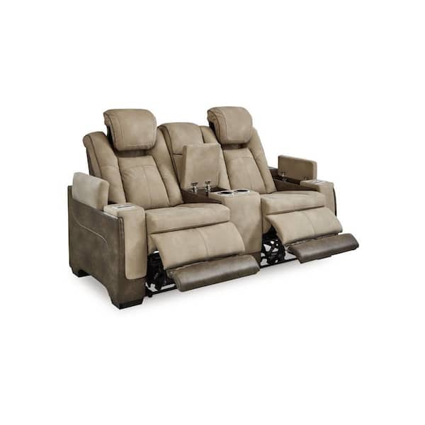 Corbin 75 in. Faux Leather 2-Seater Cushioned Loveseat in Brown