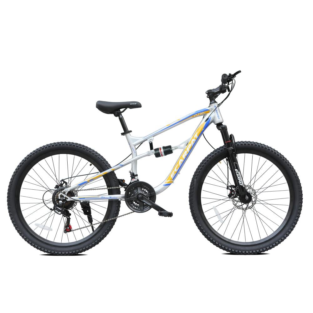 Silver 24 Inch, 21 Speed Full Suspension Foldable Bike with Dual Disc Brakes, Carbon Steel Frame price history on PriceWatchPro