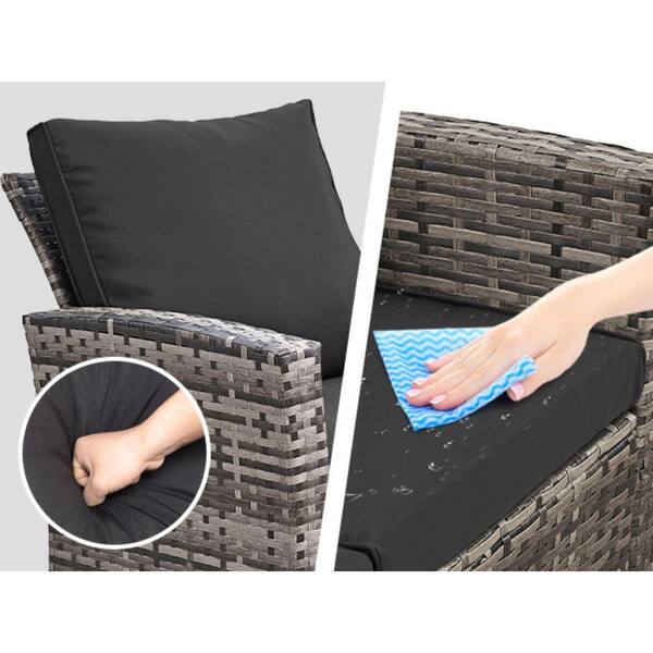 Cesicia 4-Piece Gray Wicker Outdoor Furniture Sectional Set with