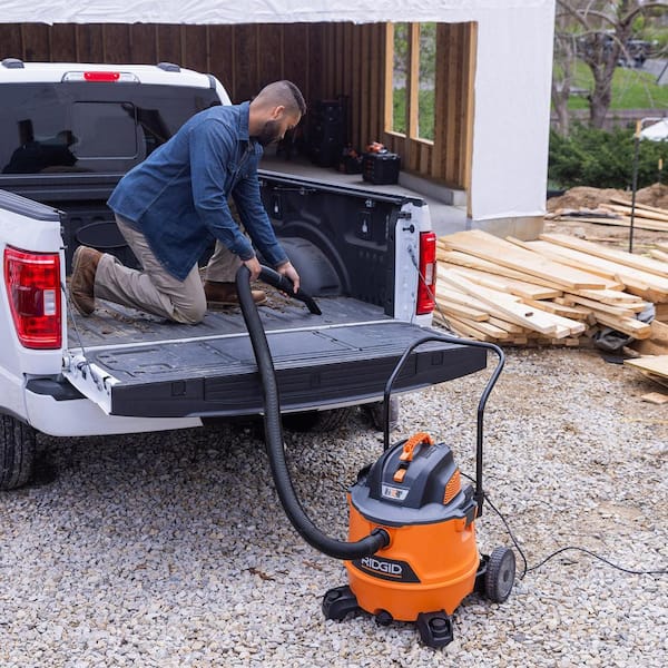 RIDGID 16 Gallon 6.5 Peak HP NXT Shop Vac Wet Dry Vacuum with Cart Fine Dust Filter Locking Hose and Accessory Attachments HD1800