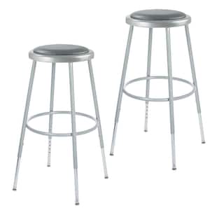 Otto 33-inch Height Adjustable Grey Vinyl Padded Stool with Metal Frame, (2-Pack)