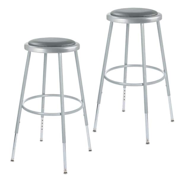 HAMPDEN FURNISHINGS Otto 33-inch Height Adjustable Grey Vinyl Padded Stool with Metal Frame, (2-Pack)