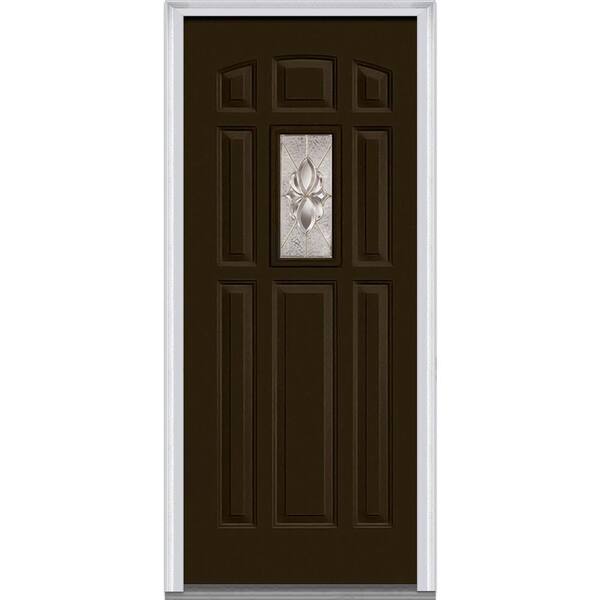 MMI Door 36 in. x 80 in. Heirloom Master Right-Hand Inswing 1-Lite Decorative Painted Fiberglass Smooth Prehung Front Door