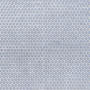 Bliss Edged Penny Azure 11.49 in. x 12.32 in. Polished Ceramic Floor and Wall Mosaic Tile (0.98 Sq. Ft./Each)