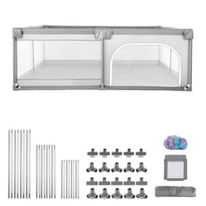 Large Baby Playpen, 78.7 x 58.7 in., Indoor/Outdoor Fence with 50 Balls, Zippered Door, No-Gap Safety Mesh for Toddlers