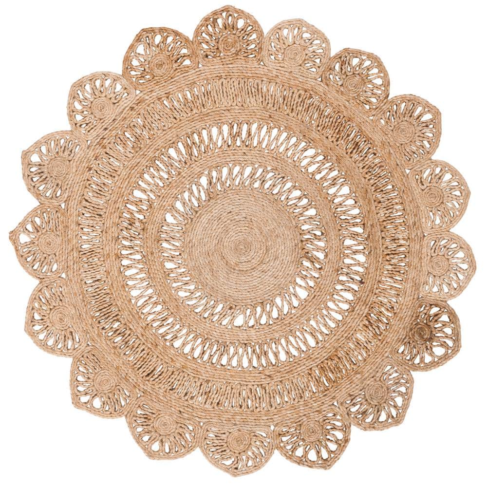 Natural Fiber Beige 4 ft. x 4 ft. Solid Color Round Area Rug price history on PriceWatchPro