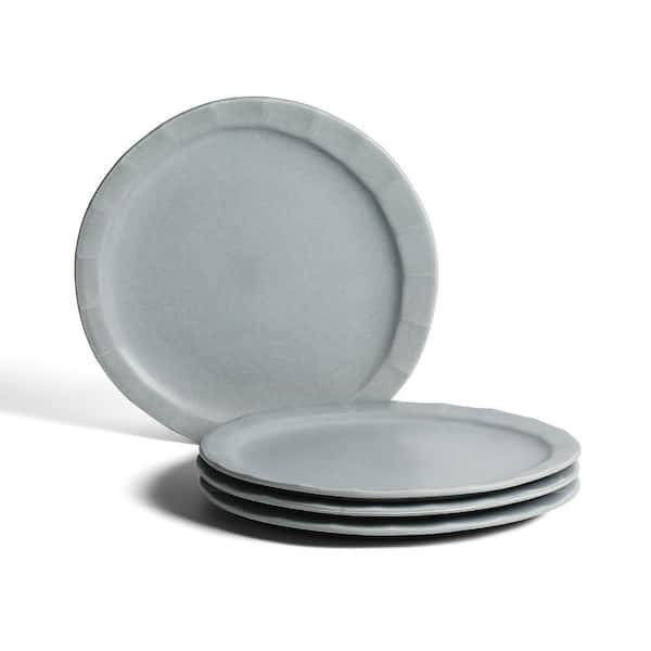 Oasis 4-Piece Light Blue Stoneware Dinner Plate Set (Service for 4)