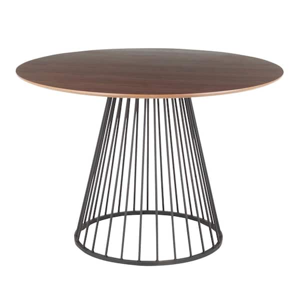 Lumisource Canary Walnut and Black Round Dining Table
