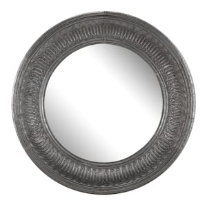 4.3 in. x 45.3 in. Round Metal Frame Gray Wall Mirror