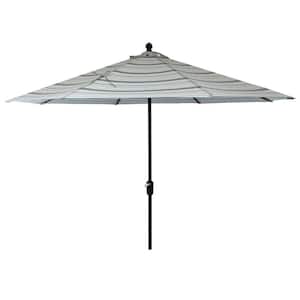 10 ft. Aluminum Market Auto Tilt Patio Umbrella in Woven Stripe