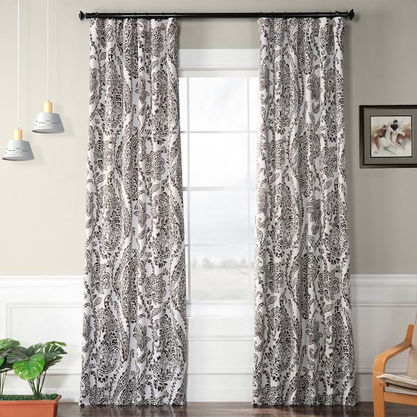 Exclusive Fabrics & Furnishings Tea Time Ochre Floral Room Darkening Curtain - 50 in. W x 120 in. L (1 Panel)