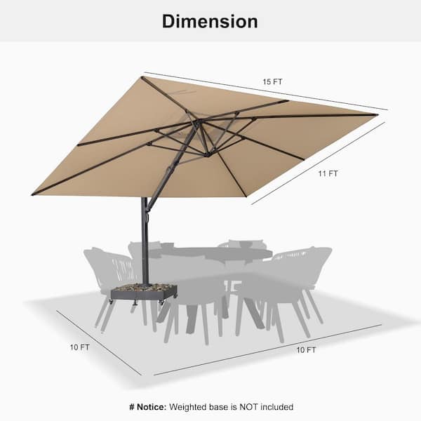 11' lighted patio umbrella 11 FT Solar-Powered LED Lights Patio Cantilever Umbrella – grillncomfort
