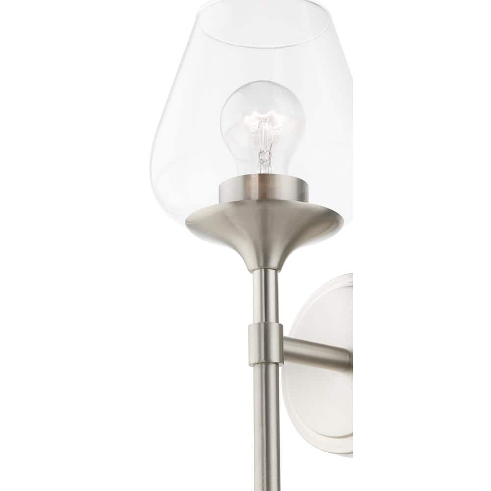 Brushed Nickel Vanity Sconce with Clear Glass Shade