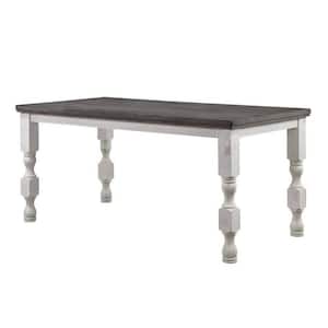 39.5 in. White and Gray Wood Top Pedestal Dining Table (Seat of 8)