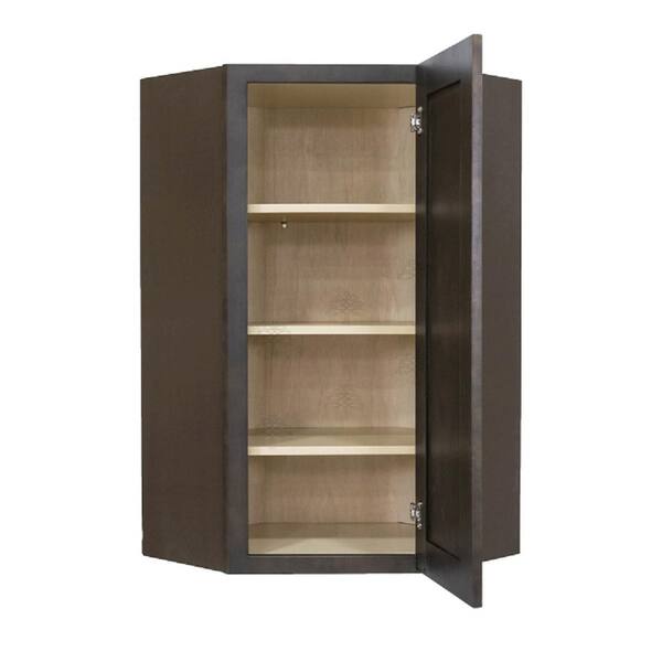 LIFEART CABINETRY Lancaster Shaker Assembled 24 in. x 36 in. x 15 in. Wall Diagonal Corner Cabinet with 1 Door in Vintage Charcoal