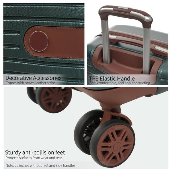 3-Piece Luggage Set Carry on Suitcase with ABS Hardshell TSA Lock