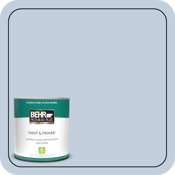 BEHR PREMIUM PLUS 1 qt. #580E-2 Saltwater Semi-Gloss Enamel Low Odor Interior Paint & Primer