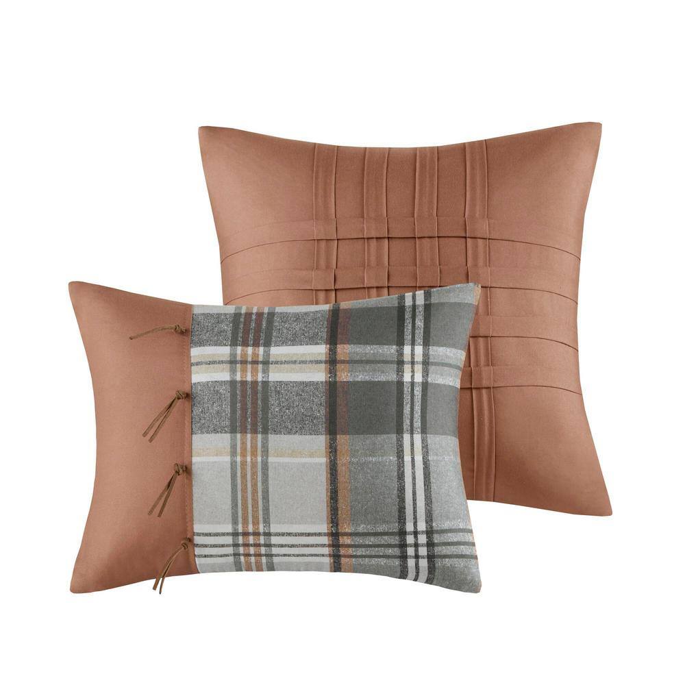 Tan and Gray Plaid Twin/Twin XL Microfiber Comforter Set