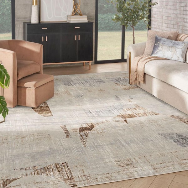 Iliana Grey 9 ft. x 12 ft. Abstract Contemporary Area Rug